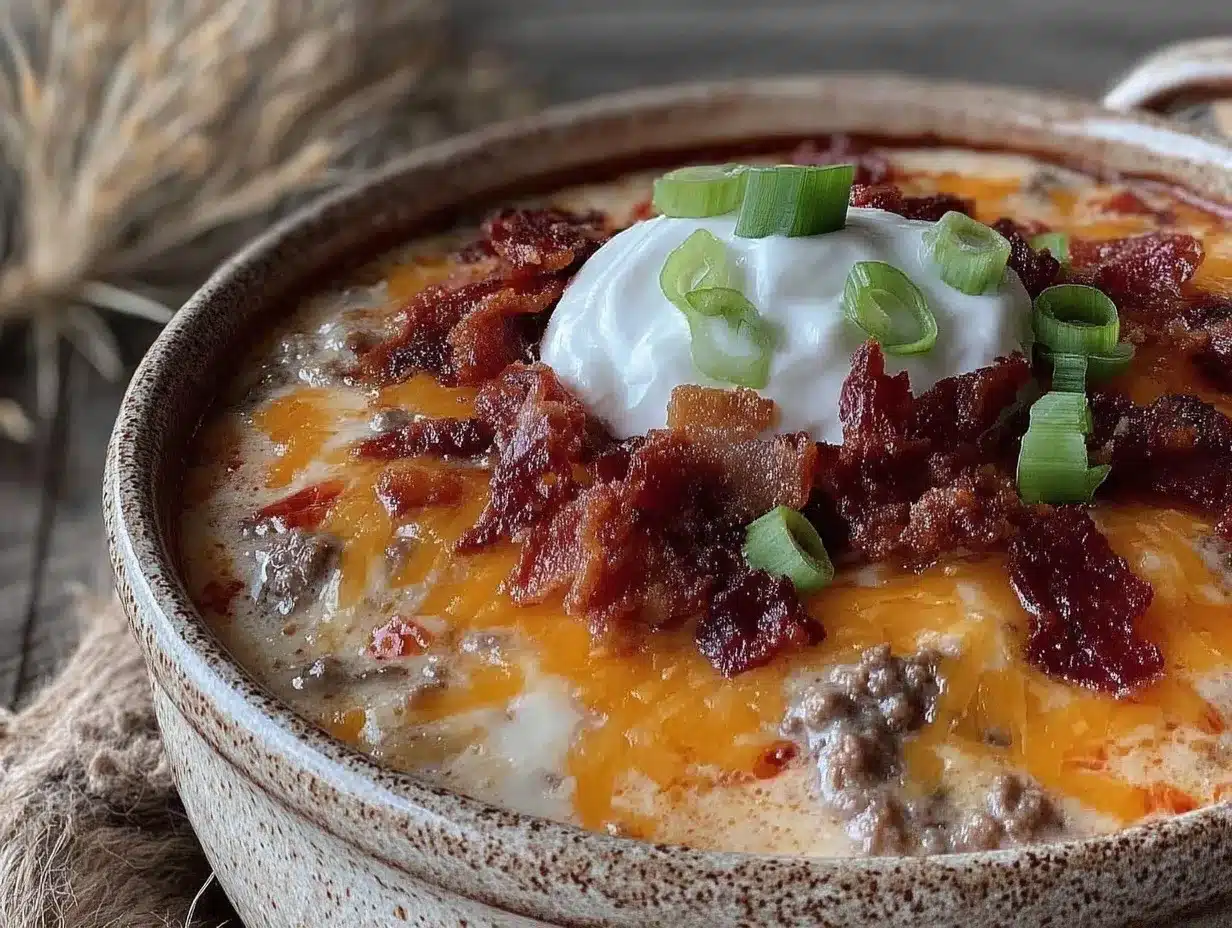 cozy cheeseburger loaded potato soup preparation steps