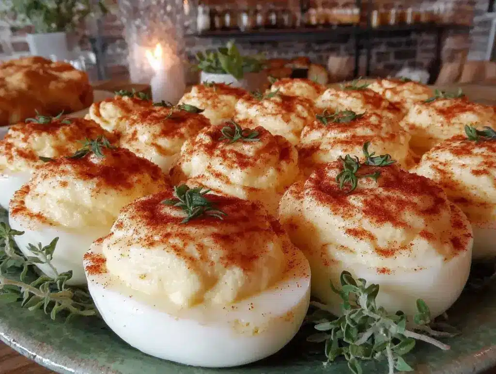 creamy classic deviled eggs recipe - featured image