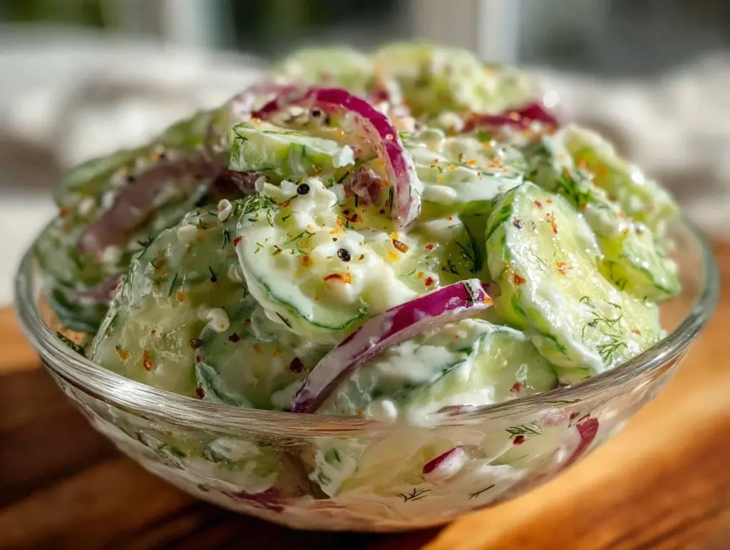 creamy cucumber dill salad - featured image