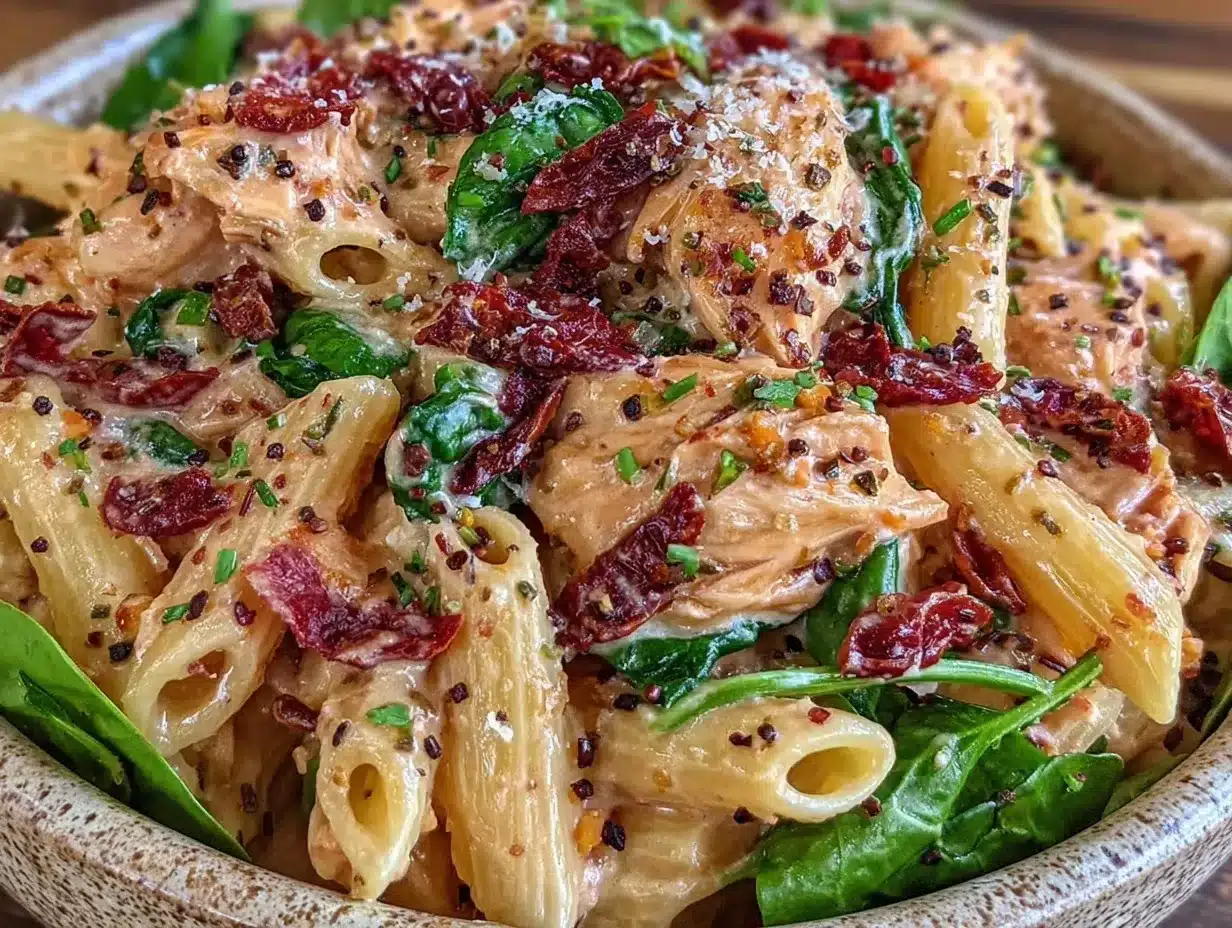 creamy dump-and-bake tuscan pasta preparation steps