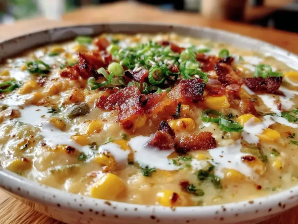 creamy roasted hatch green chile corn chowder - featured image