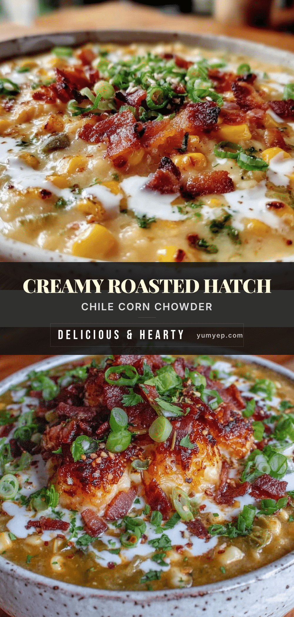 creamy roasted hatch green chile corn chowder recipe