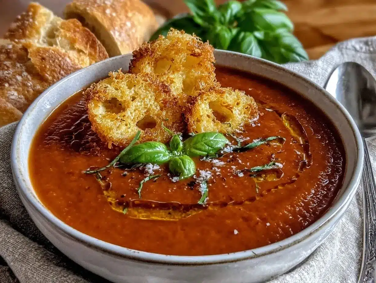 creamy roasted tomato basil bisque preparation steps