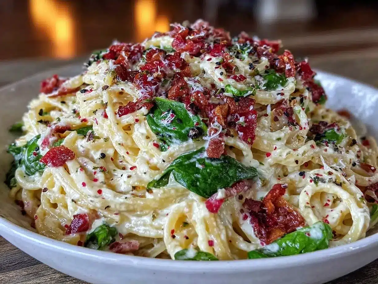 creamy tuscan sun-dried tomato pasta with spinach preparation steps
