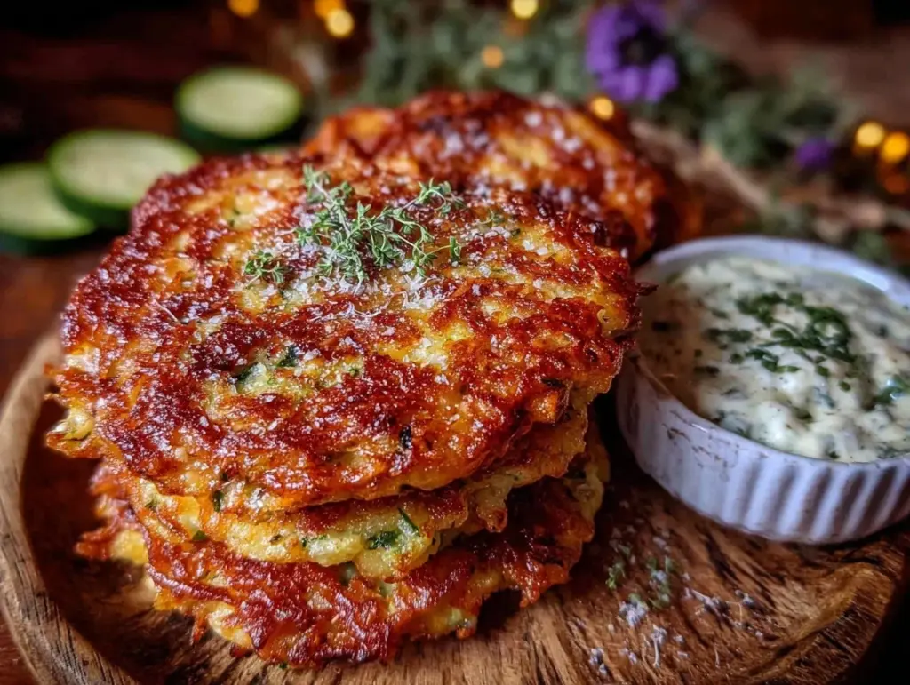 crispy parmesan zucchini fritters - featured image