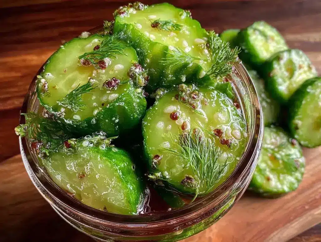 crunchy garlic dill refrigerator pickles - featured image
