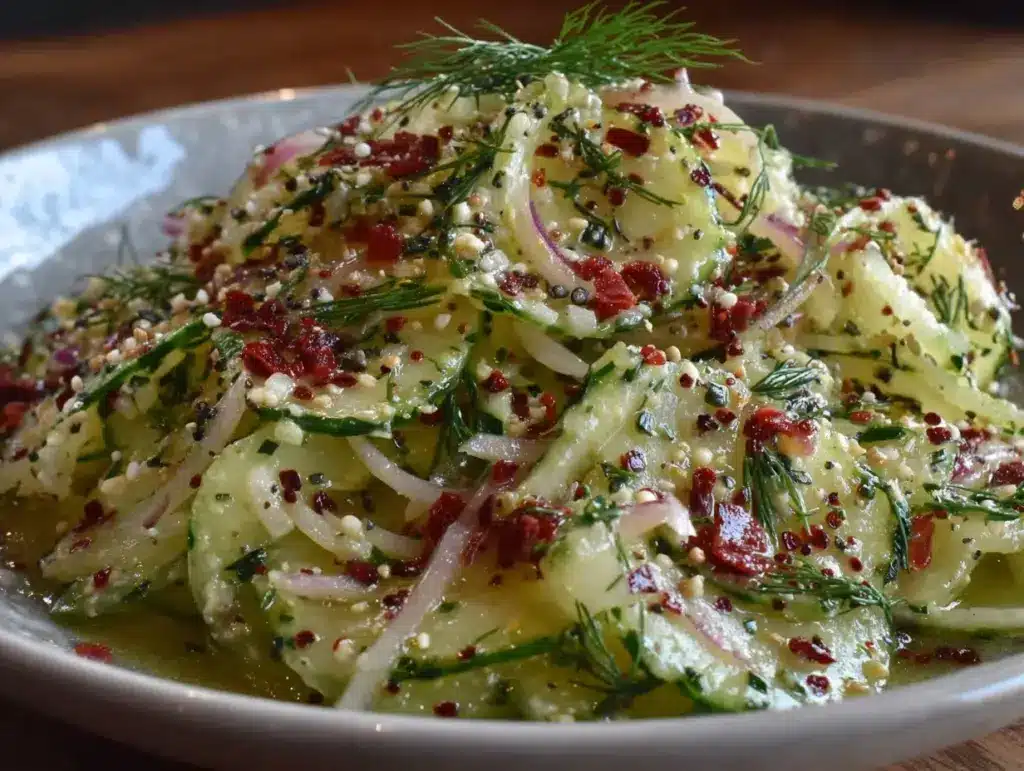 fresh creamy cucumber dill salad - featured image