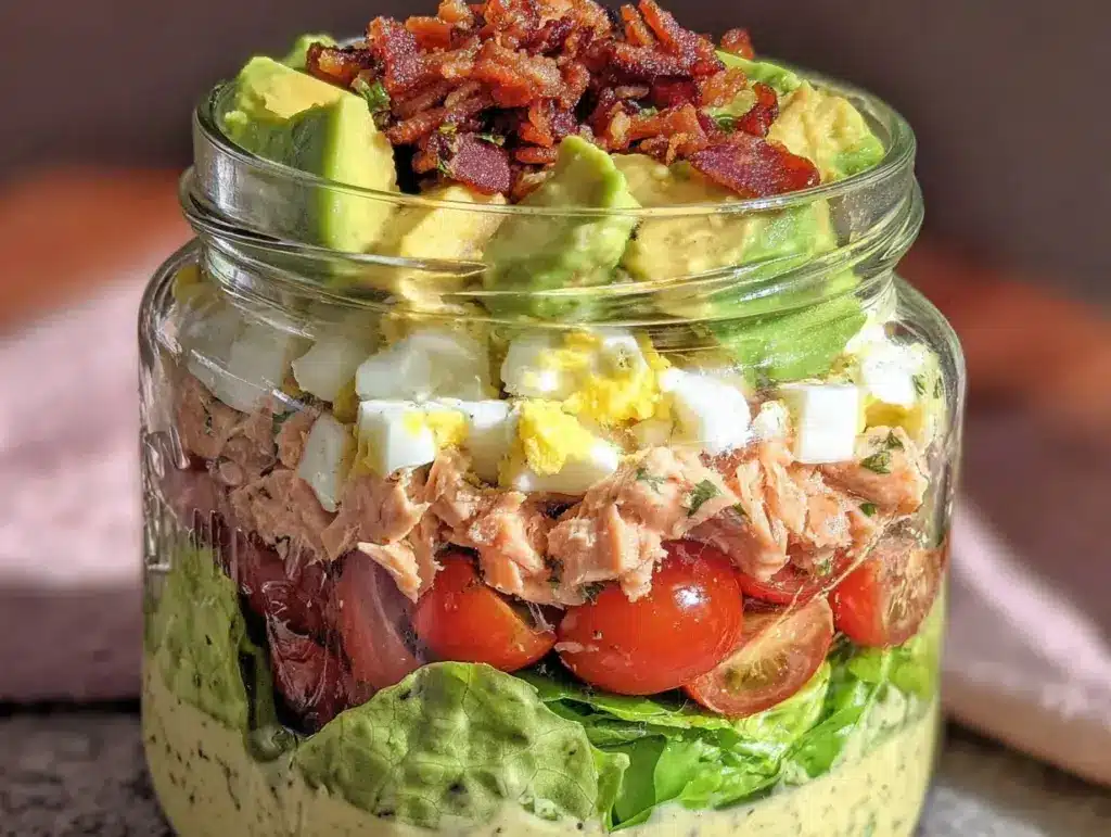 Fresh Mason Jar Layered Cobb Salad - featured image
