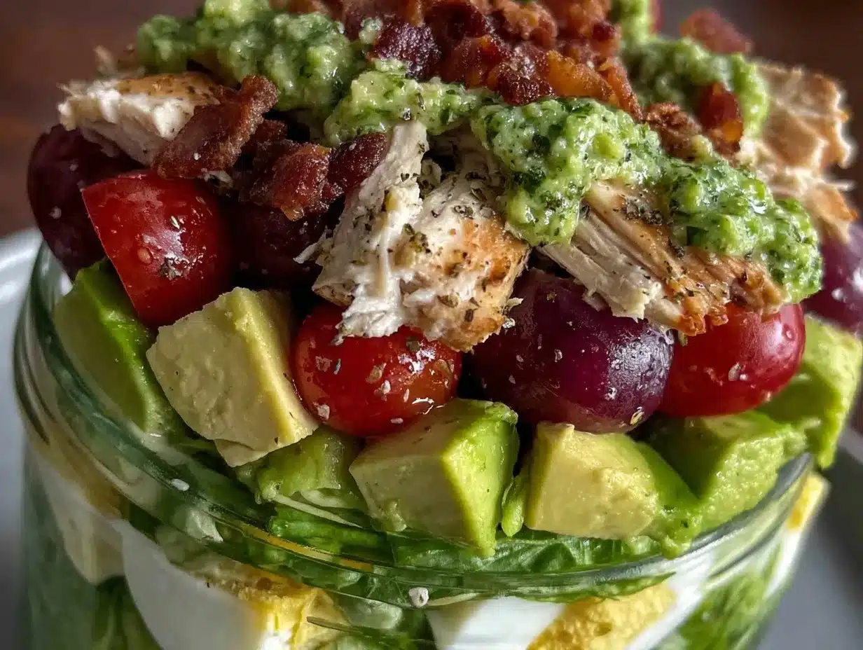 Fresh Mason Jar Layered Cobb Salad preparation steps