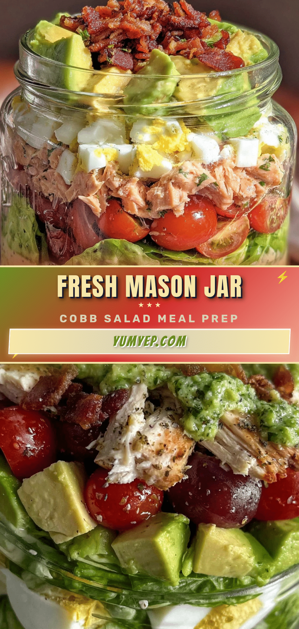 Fresh Mason Jar Layered Cobb Salad recipe