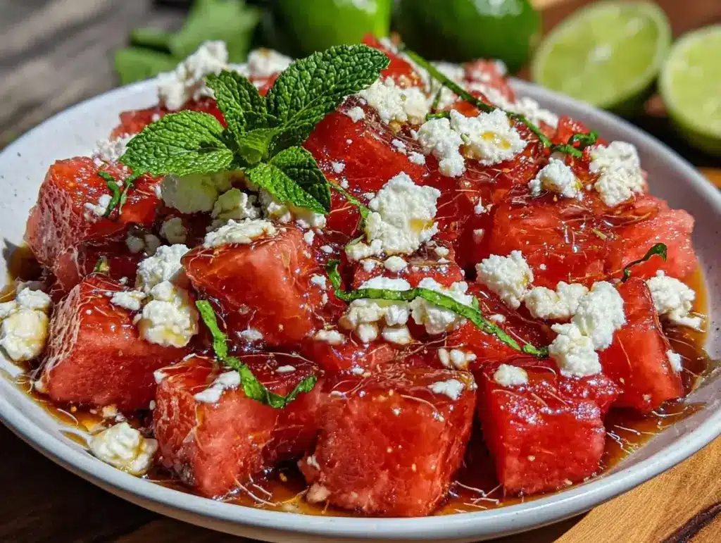 fresh watermelon feta mint salad - featured image