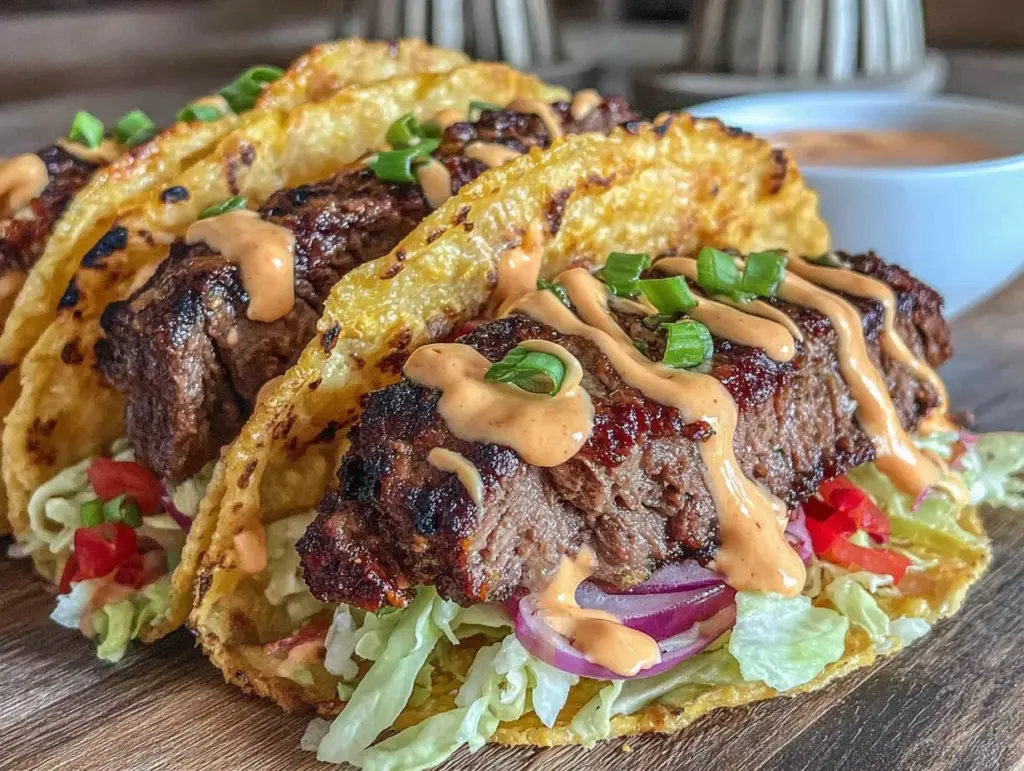 juicy smash burger tacos - featured image