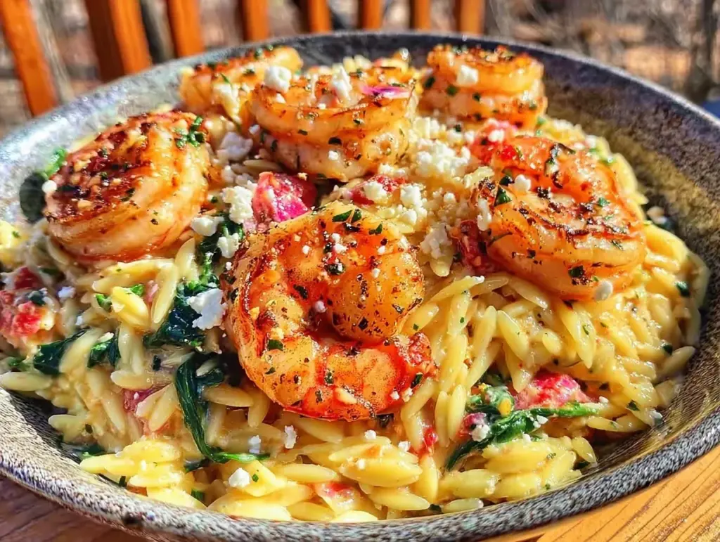 lemon garlic shrimp orzo - featured image