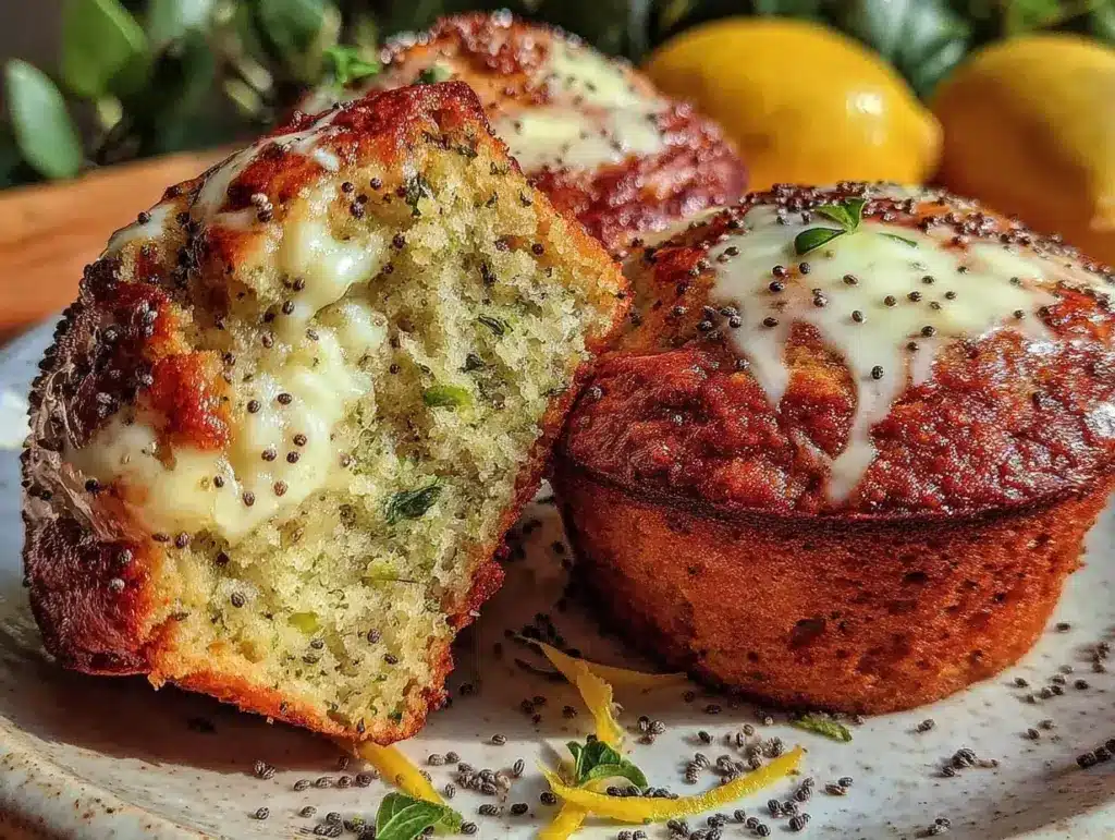 lemon poppy seed zucchini muffins - featured image