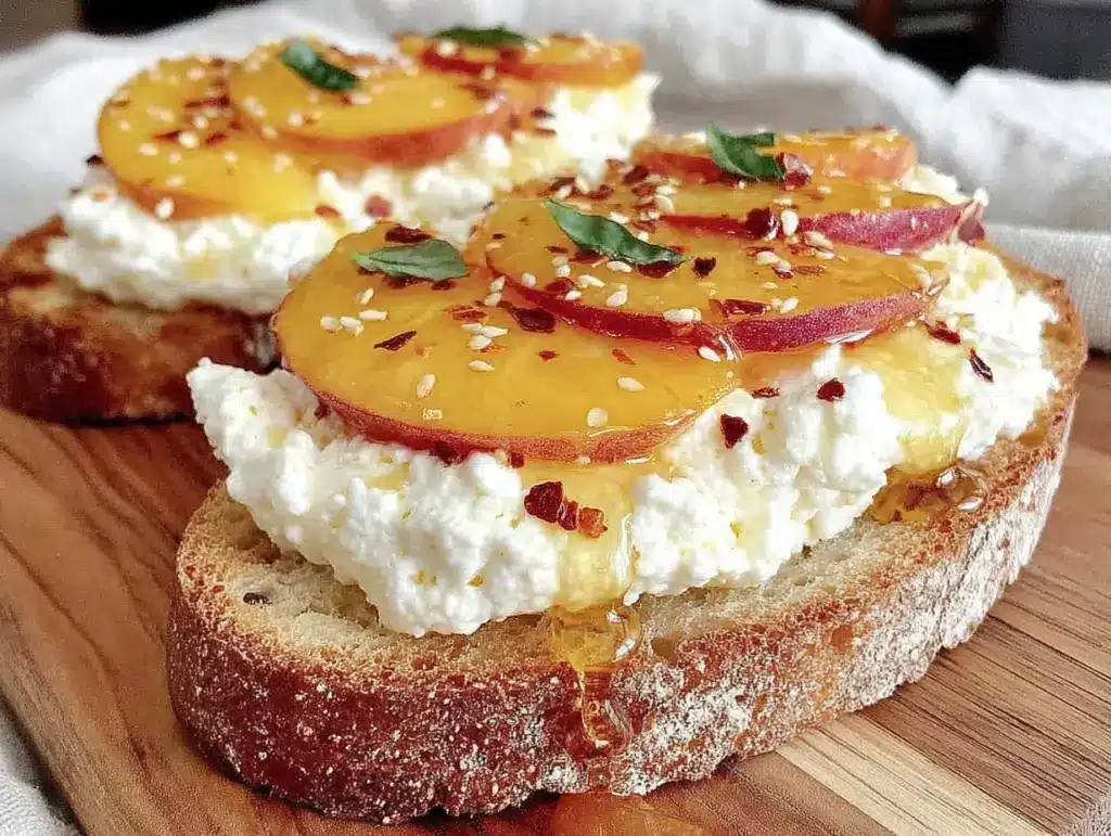 peach burrata toast - featured image