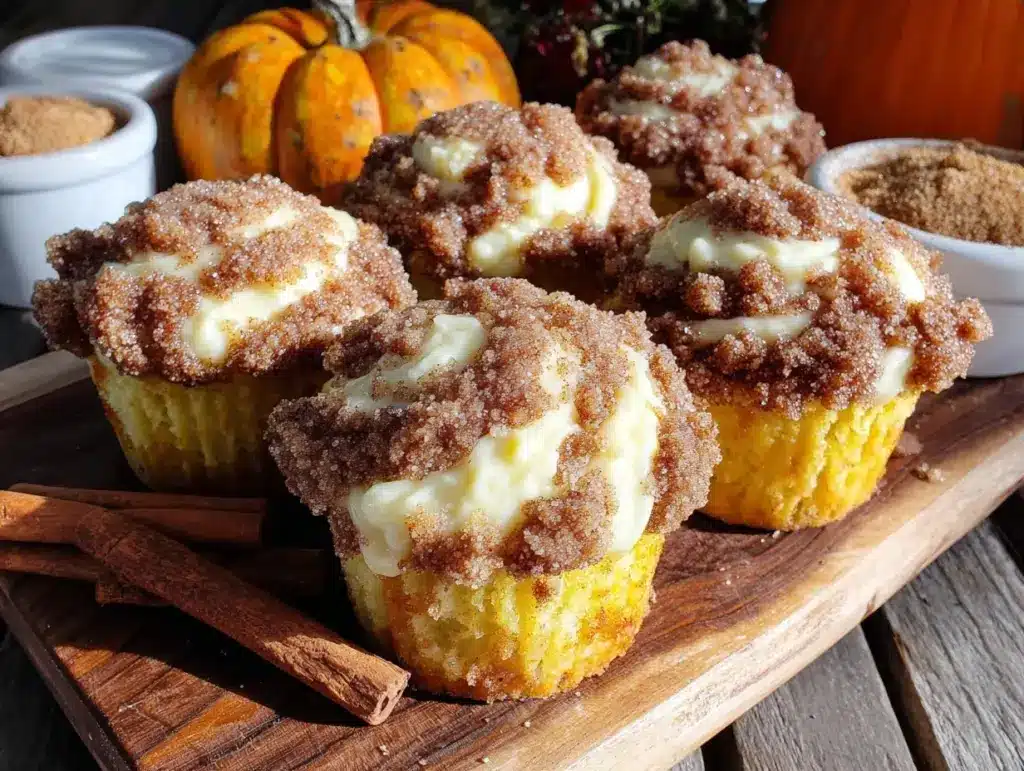 pumpkin cream cheese swirl muffins - featured image