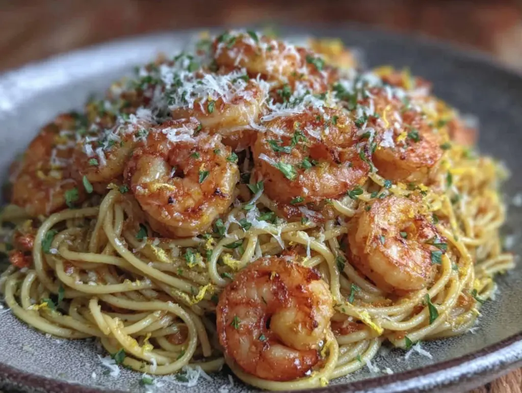 quick garlic butter shrimp pasta - featured image