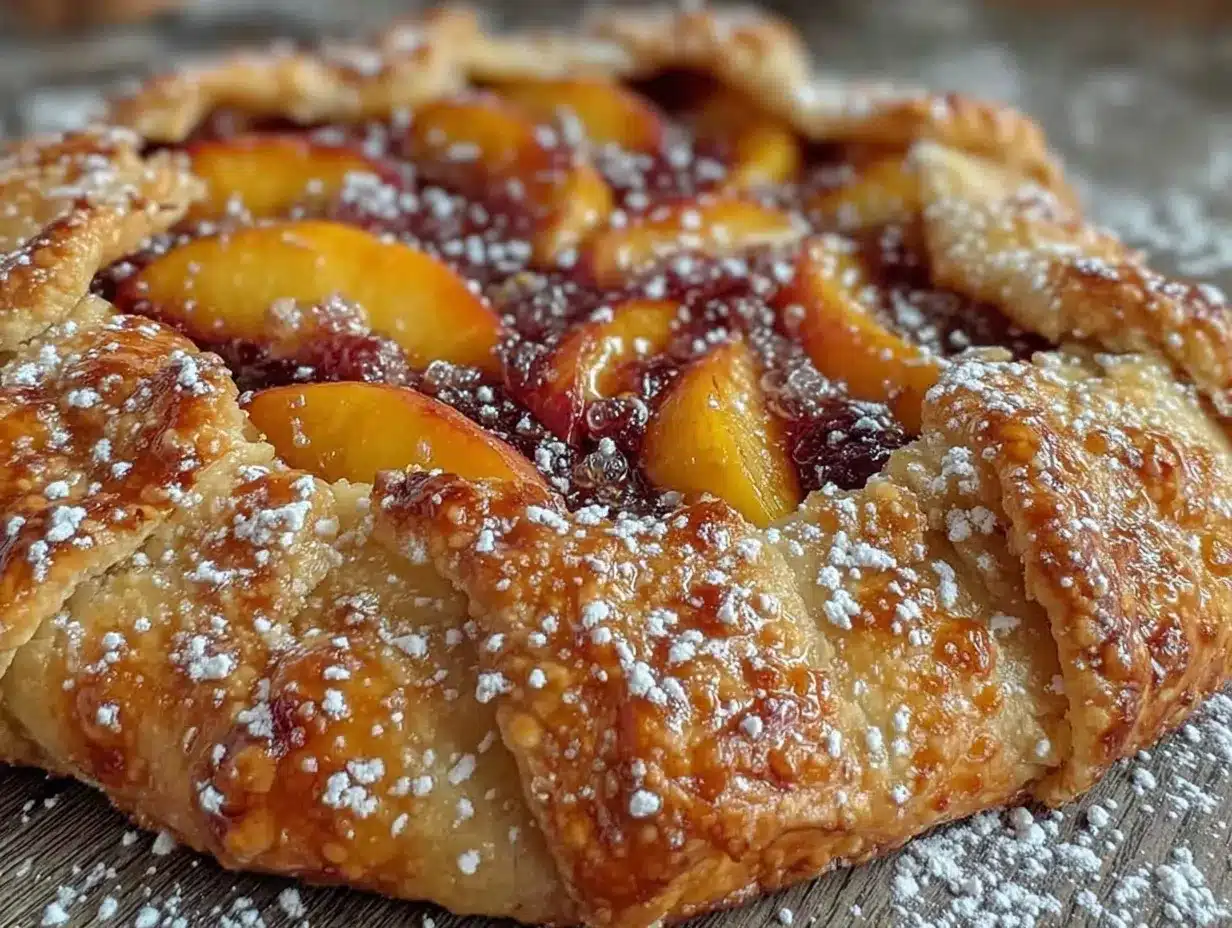 rustic fresh peach cream cheese galette preparation steps