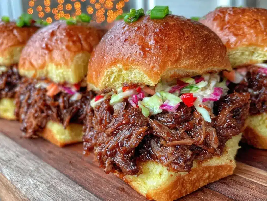 slow cooker korean bbq pulled pork sliders - featured image