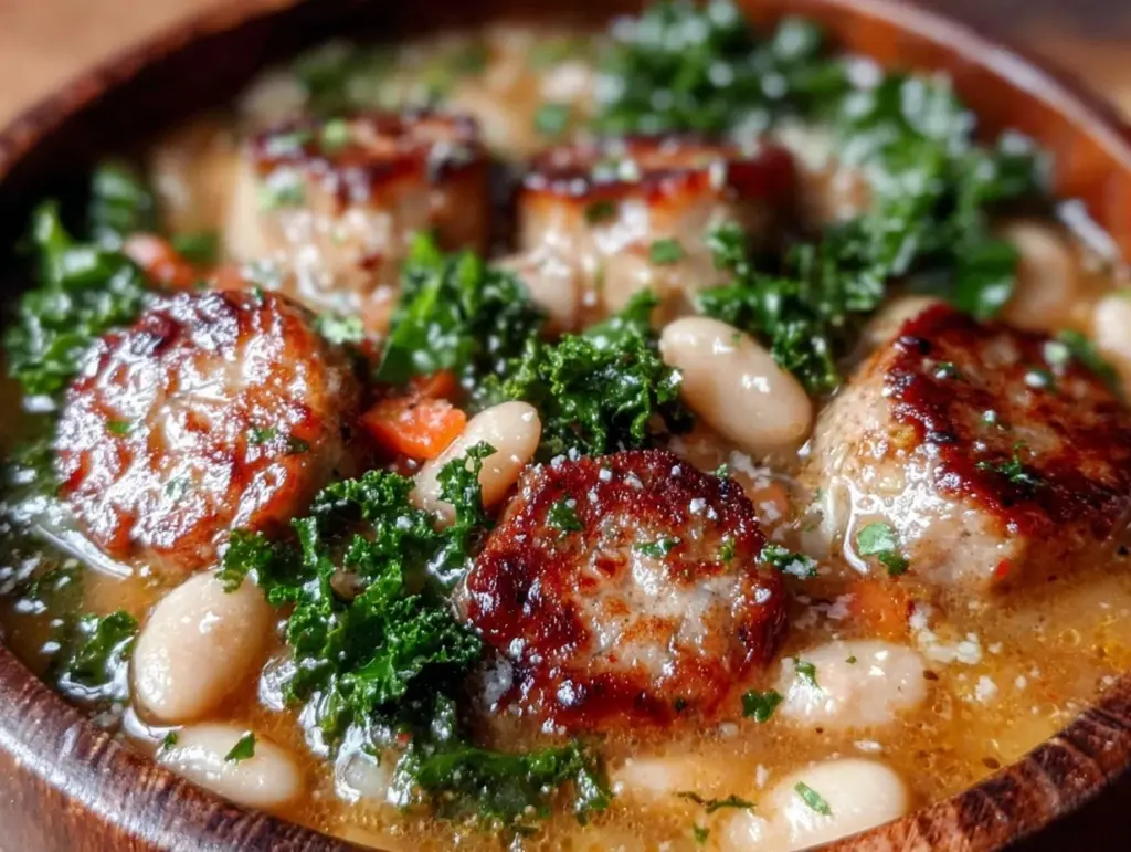 slow cooker white bean and sausage tuscan soup - featured image