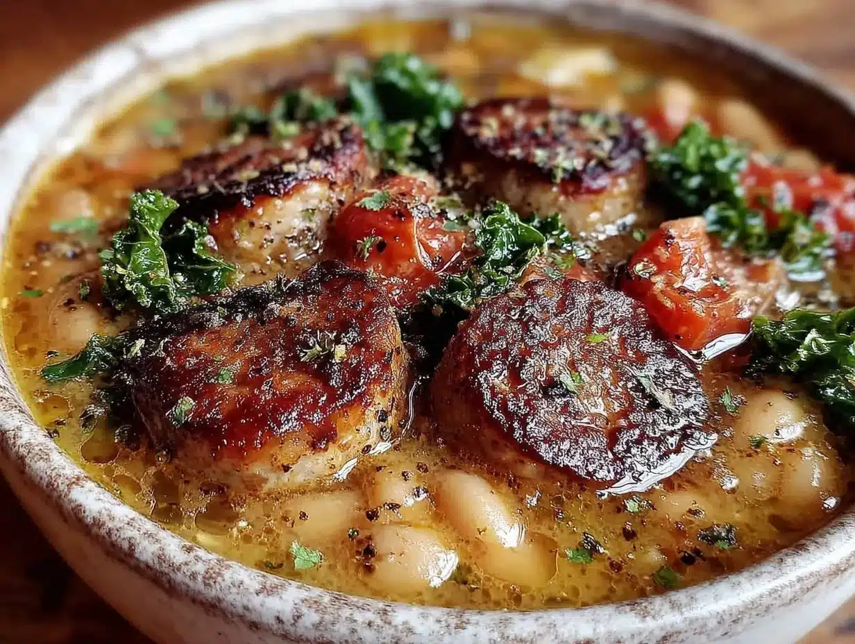 slow cooker white bean and sausage tuscan soup preparation steps