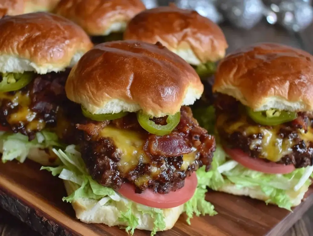 smoky bbq bacon cheeseburger sliders - featured image