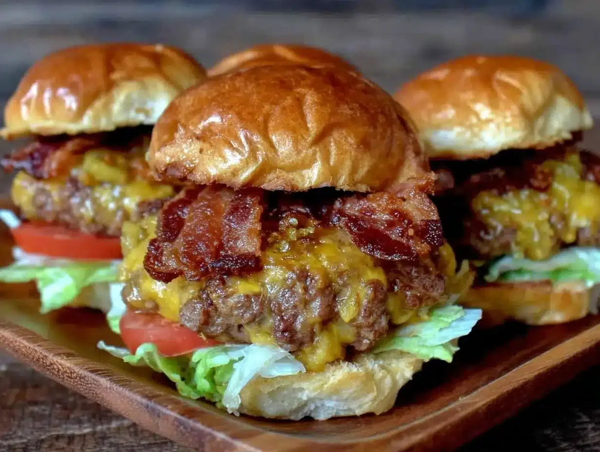 smoky bbq bacon cheeseburger sliders preparation steps