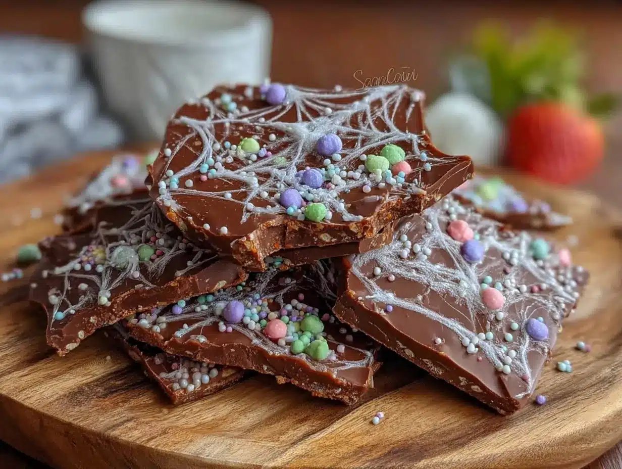 spider web chocolate bark preparation steps