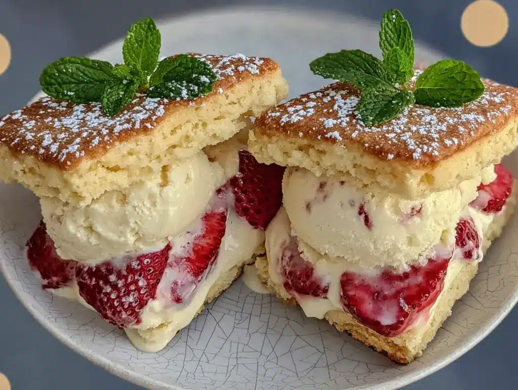 strawberry shortcake ice cream sandwiches - featured image