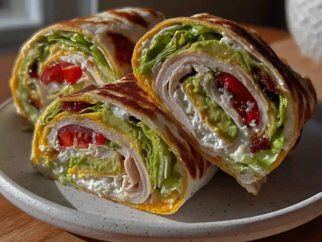 turkey avocado pinwheel wraps - featured image